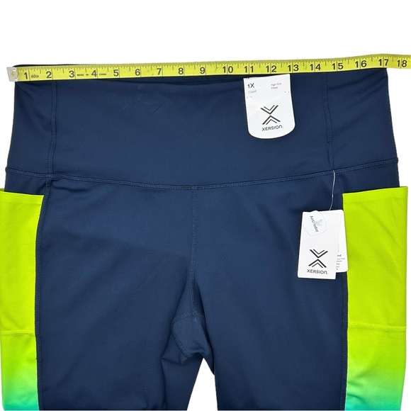 Xersion Women’s Plus Size Blue Move High Rise Quick Dry Plus Workout Capris - Picture 9 of 11